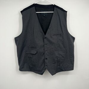 Mens Marc Ecko Gray Vest Preppy Business Zip Pocket Grunge Hip Hop 4XL